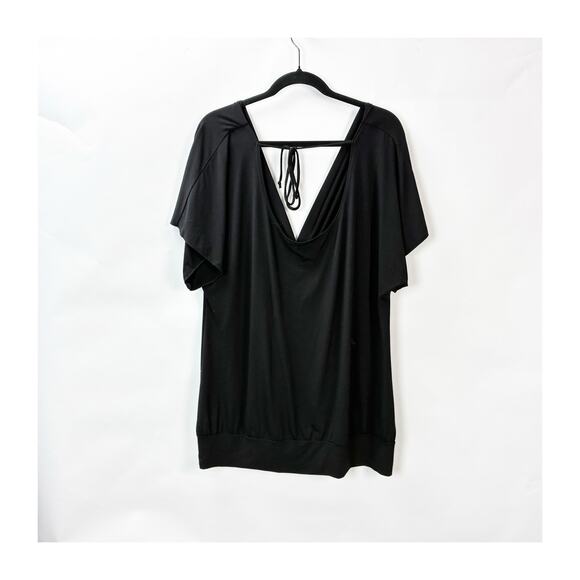 Maurices Y2K Draped Medallion Front Top Size 2 Women Black Stretch - Picture 7 of 10